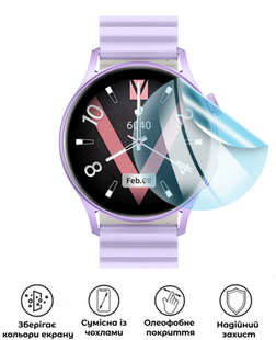 Захисна гідрогелева глянцева плівка Grade A на екран годинника Kieslect Lady Smartwatch Lora 2, HF-A01SNG-079-021, В наявності, UAH