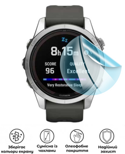 Захисна гідрогелева глянцева плівка Grade B на екран годинника Garmin Fenix 7S Pro Solar (42mm), HF-B01SNG-083-037, В наявності, UAH